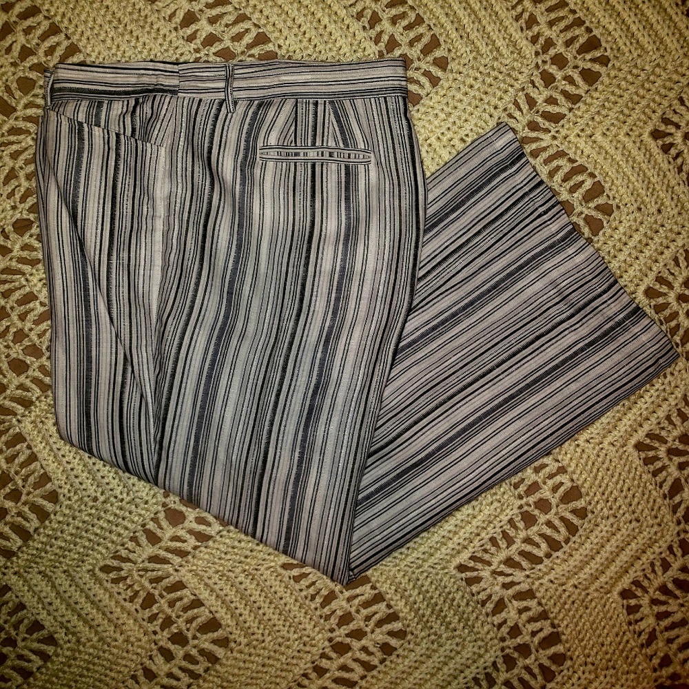 Lane Bryant Striped Linen Wide Leg Pants